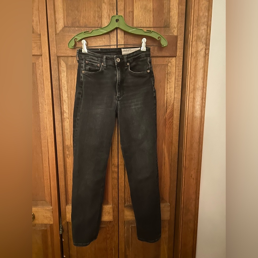 Rag & Bone Women’s 24 Black Cotton Blend Nina High Rise Ankle Cigarette Pants